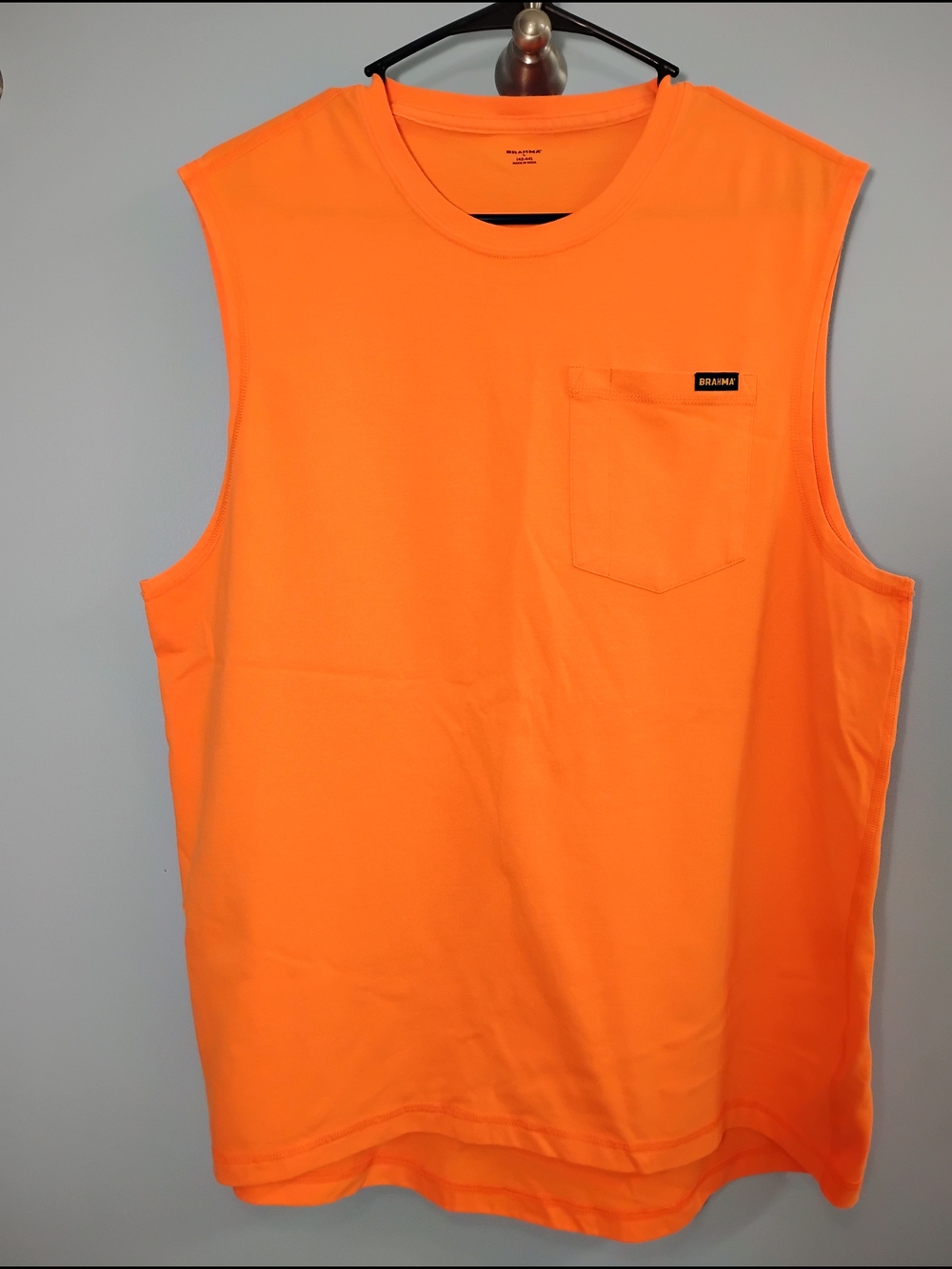 Brahma Bright Orange Sleeveless Pocket Tank Size Large